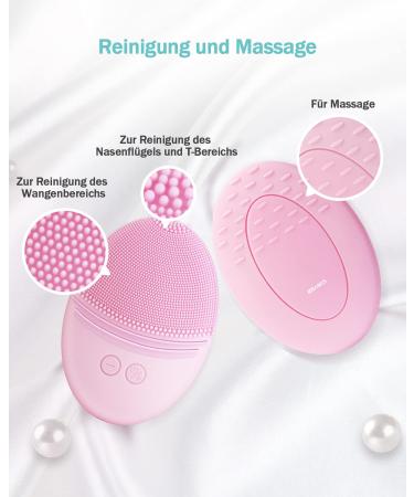 Ezbasics Ultra-Hygienic Facial Cleaning Brush | Soft Silicone Waterproof Sound-Vibrating Deep Cleanser & Massager - Inductive Charging Light Pink - Buy Online on GoSupps.com