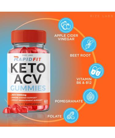 RapidFit Keto Gummies with Apple Cider Vinegar - Advanced Weight Loss Supplement - 60 Gummies - Buy Online on GoSupps.com