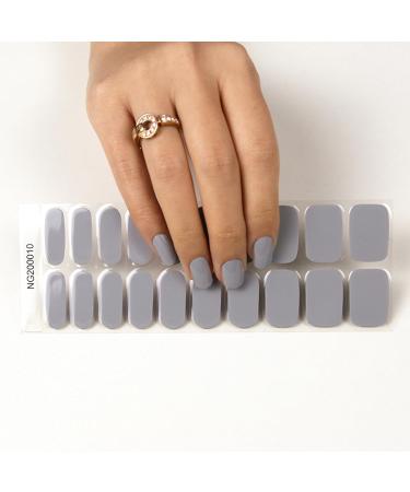 Foyute Semi Cured Gel Nail Strips 20 Pcs Soft Self-Adhesive Gel Nail Polish Wraps Sticker for Salon-Quality Manicure Set Long Lasting Easy to Apply & Remove Nail File & Wooden Stick (Grey) - Buy Online on GoSupps.com