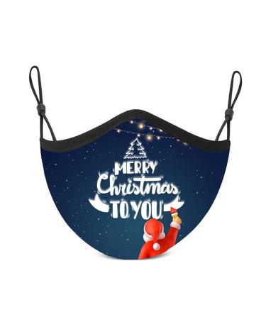 riou Christmas Face Mask Washable with Motif Breathable Mouth and Nose Protection Fabric for Adults