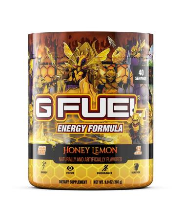 G Fuel Honey Lemon Energy Powder Sugar Free Clean Caffeine Focus Supplement Water Mix Focus Amino Vitamin + Antioxidant Blend 9.9 oz (40 Servings)