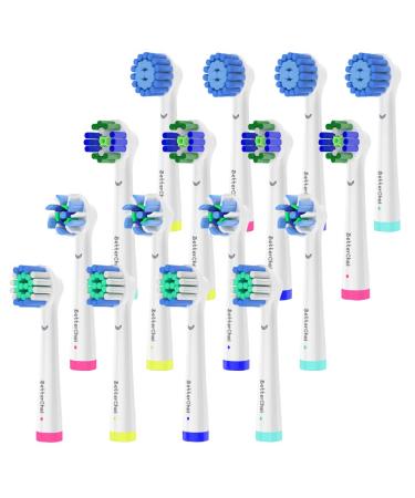 16pcs Replacement Brush Heads Compatible with Oral B Electric Toothbrushes. Pack of 4 Precision Clean,4 Cross Clean,4 3D Whitening Clean and 4 Sensitive Clean.