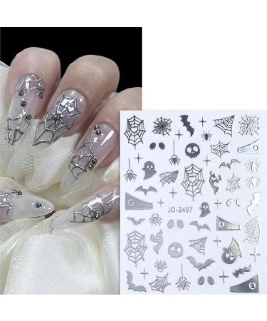 6 Sheet Halloween Nail Stickers - Spider Web Spooky Designs 3D Self-Adhesive Nail Decals for Halloween Decoration - Buy Online on GoSupps.com