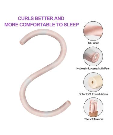 Satin Heatless Hair Curler Set - No Heat Overnight Curls for Long Hair Women | Soft Foam Curling Rods with Roller Clips and Scrunchies | Sleep In Headband - Blue-Pink - Buy Online on GoSupps.com