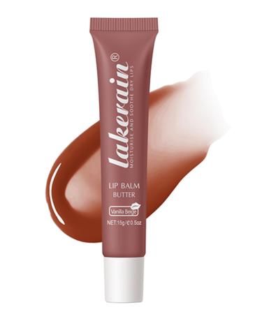 Brown Lip Butter Balm Vanilla Beige Hydrating Tint Butter Lip Gloss Sheer Lipgloss Lip Care Moisturizer Soothing Lip Treatment Makeup Non-Sticky Jelly Glow Reviver Fat Lip Oil Christmas Gift for Women-02 02#