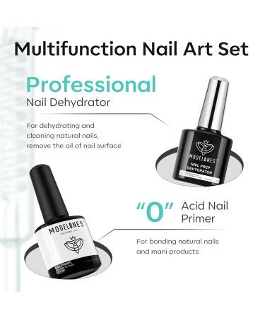 Modelones Nail Dehydrator & Primer Set - Acid Free Acrylic Nail Supplies Gel Base & Top Coat for Perfect Nails | International Shipping - Buy Online on GoSupps.com