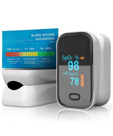 Fingertip Pulse Oximeter O2 Pulse Oximeter Finger Blood Oxygen Saturation Monitor Oxygen Meter with Batteries & Lanyard Oximetry for Sports Aviation Use Only