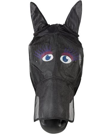 PFIFF Fly Mask Face Mask for Horses - Black-Pink Motif | Fly Protection for Cob & Thoroughbred - Buy Online on GoSupps.com