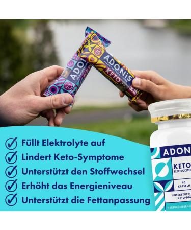 Adonis Keto Electrolyte Supplement | Sugar-Free Carb-Free Rehydration | Essential Sodium Potassium Magnesium & Calcium | Vegan & Keto-Friendly | 90 Capsules - Buy Online on GoSupps.com