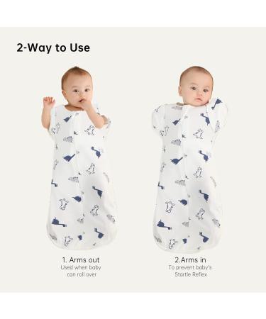Duomiaomiao Baby Transition Swaddle Blanket Sleeping Bag | Arms Up | Cotton | Dinosaur Design | 0-6 Months - Buy Online on GoSupps.com