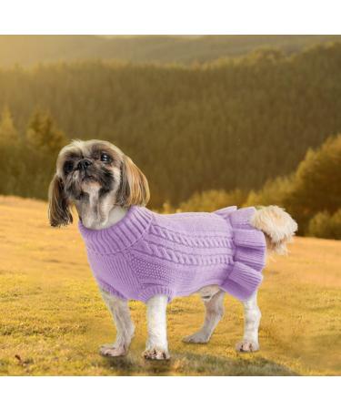 Shop Cute Dog & Cat Sweaters | Knitted Classic Pet Clothing for Small Dogs & Cats | XS Purple Dog Sweater Dress - Buy Online on GoSupps.com