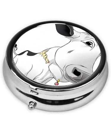 Dairy Cow Round Pill Box - 3 Compartment Portable Travel Organizer for Vitamins & Medications | Mini Decorative Purse Case - Buy Online on GoSupps.com