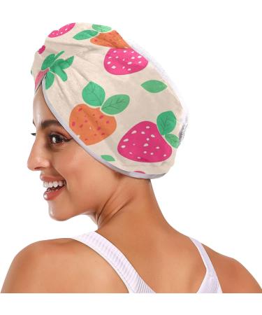 Pink Strawberry Hair Towel 2 Pack - Super Absorbent Quick-Dry Hair Turbans for Women & Girls - Buy Online on GoSupps.com