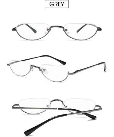 Vevesmundo Metal Reading Glasses Half-Moon Design | 3.5 Diopter Semi-Frame Glasses for Men & Women - Stylish Visual Aid - Buy Online on GoSupps.com