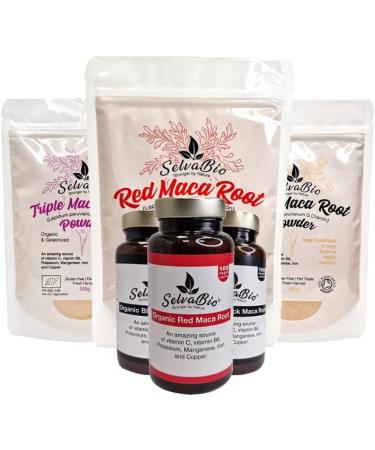 Organic Certified Red Maca Root Capsules - Hormonal Stabilizer for Women - 100 Units x 500mg from Peru - Vegan-Friendly by SelvaBio - Buy Online on GoSupps.com
