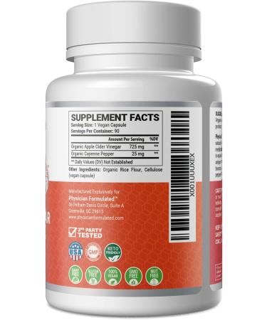 Organic Apple Cider Vinegar Capsules 750mg with Cayenne Pepper for Fast Detox - 90 Capsules - Buy Online on GoSupps.com