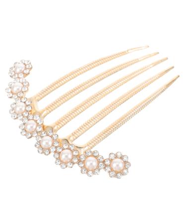 Housoutil Rhinestone Clips for Hair Rhinestone Hair Combs Hair Comb Clips Girl Headpiece Rhinestone Hair Clips for Hair Comb for Girls Tiara Imitation Pearls Fashion Hair up Miss