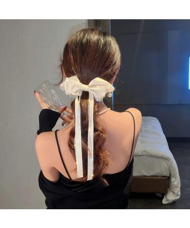 2 Pack Sparkly Rhinestone Tassel Hair Bows Clips for Women and Girls - Black & White - Buy Online on GoSupps.com