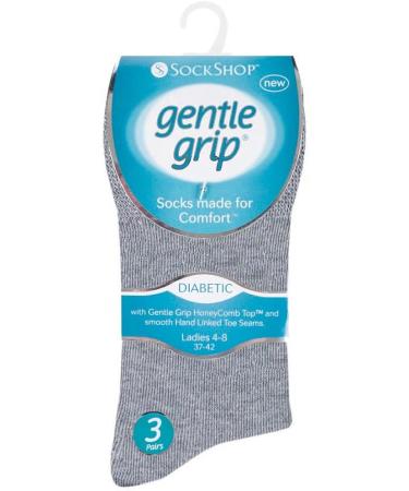 Gentle Grip 6-Pack Ladies Diabetic Socks - Size 5-9 US, Grey - Comfortable and Non-Binding - Buy Online on GoSupps.com