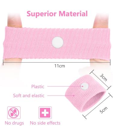 ACWOO Motion Sickness Wristbands - 2 Pairs Anti-Nausea Bands for Kids & Adults | Car & Sea Sickness Relief | Pink & White - Buy Online on GoSupps.com