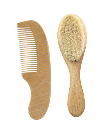 Kisangel Infant Hair Brush 1 Set Newborns Care Cap Toddlers Goat for Soft Baby Wooden and Comb Newborn Kids Bristle Cradle Brush Kit Hair Shower Infant Gift Wool Supplies with Natural Hair Brush