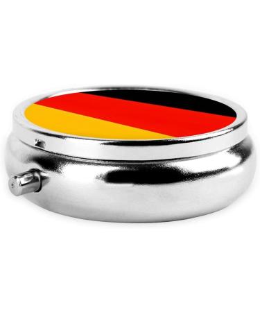 Germany Flag Portable Metal Pill Box - Round Mini 3-Compartment with Hinged Fastening | Ideal for Small Pills & Travel | International Shipping Available - Buy Online on GoSupps.com