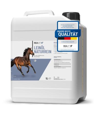 Reavet linseed oil for horses 5-liter canister I cold-pressed 100% from pure linen supports fur change digestive rich in omega-3 fatty acids vitamin A E & D 5000 ml