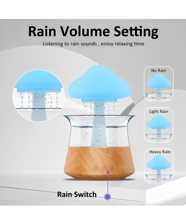 Rain Cloud Humidifier with Remote Controller | 7 Light Colours | Timer | 3-in-1 Aroma Diffuser | Multifunctional Mushroom Rain Lamp | Wood Finish - Buy Online on GoSupps.com