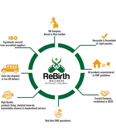 High Strength Iron Supplements with Vitamin C, B12, and Folic Acid - 180 Tablets | Made in the UK | Rebirth Wellness - Buy Online on GoSupps.com