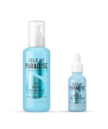 Isle of Paradise Hyglo Tanning Serum Bundle - Vegan and Cruelty Free - Hydrating Sunless Tanning Serum for Face and Body - Hyglo Body Hyaluronic Self Tan Serum, Hyglo Face Hyaluronic Self Tan