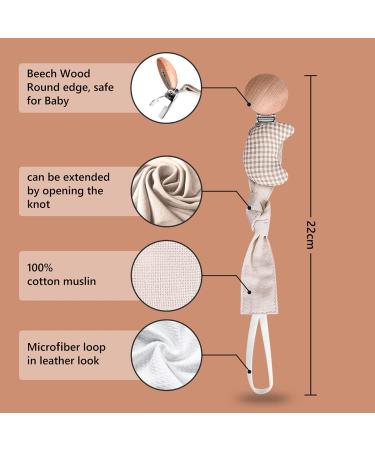 Paperkiddo 3pcs Pacifier Chain & Band Set for Boys & Girls - Soft Baumwoll-Musselin with Nickel-Free Clips - 22cm Triangle Bib Sucker - Buy Online on GoSupps.com