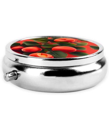 Red Apricot Round Pill Box - 3 Compartment Travel Organizer | Portable Pill Organizer for International Use - Buy Online on GoSupps.com