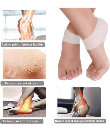 Gel Heel Cushion Inserts for Plantar Fasciitis - Silicone Protectors for Cracked Heels, Achilles Tendinitis - 4 Count (Black/White) - Women & Men - Buy Online on GoSupps.com
