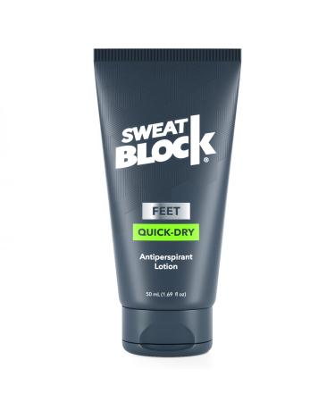 SweatBlock Antiperspirant Quick-Dry Lotion for Feet - Perfect for Sweaty Feet, Hyperhidrosis Treatment, & Stopping Foot Odor. Say Goodbye to Sweaty, Stinky Feet. Safe & Effective, Non-irritating, & Dermatologist Tested. MAXIMUM PROTECTION | Unisex | 1.69 