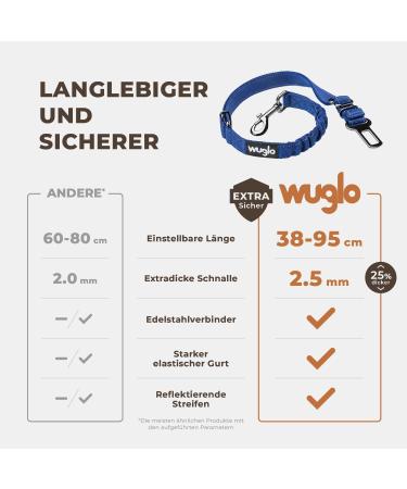 Universal Car Safety Belt for Dogs | Durable 38-95cm Wuglo Elastic Dog Strap - Secure & Comfortable in Dark Blue - Buy Online on GoSupps.com