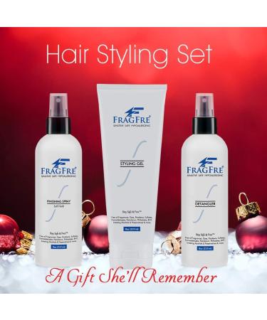Hair Styling Set for Sensitive Skin 8 oz/ea (3-Pack Gift Set) - Detangler-Styling Gel-Finishing Spray - Fragrance Free Paraben Free Hypoallergenic - No Burning or Itching Hair Styling - Vegan - Buy Online on GoSupps.com