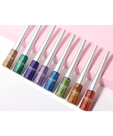 Bonnie Choice 16 Colors Liquid Glitter Eyeliner Set - Metallic Shimmer Eyeshadow in White, Silver, Rose Gold, Pink - Glitter Makeup for Colorful Eye Looks - Buy Online on GoSupps.com