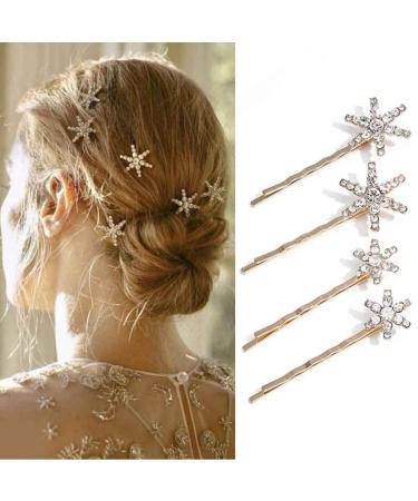 Bartosi Star Hair Pins Rhinestones Hair Clips Crystal Hair Barrettes Decorative Bobby Pin Fashion Hair Pieces Hair Accessories for Women and Girls (Pack of 4) - Buy Online on GoSupps.com