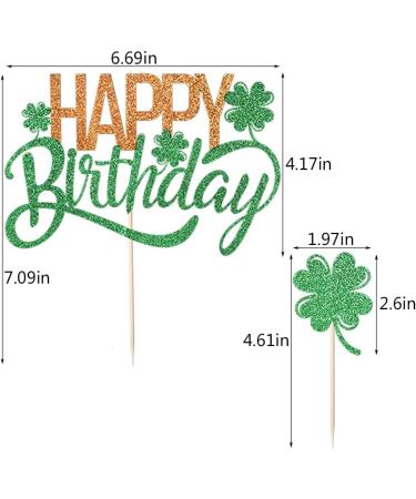 Qertesl St. Patrick's Day Happy Birthday Cake Topper Green shamrock cupcake decoration St. Patrick's Day Family Birthday Party Decorations Irish Party Supplies Decoration (green1) - Buy Online on GoSupps.com