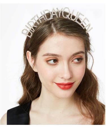Birthday Queen Sash & Rhinestone Headband Set - Gold Glitter Birthday Gifts for Women - Buy Online on GoSupps.com