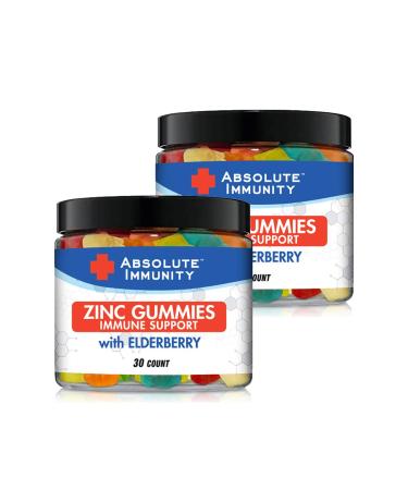 Absolute Immunity- ZINC and Elderberry Gummies - Immune System Health - Adults and Kids 30ct. 2 Pack