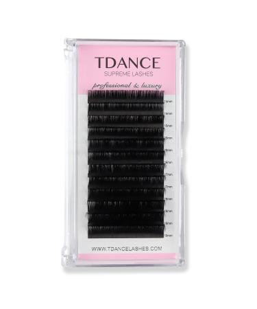 TDANCE Premium D Curl 0.05mm Thickness Semi Permanent Individual Eyelash Extensions Silk Volume Lashes Professional Salon Use Mixed 14-19mm Length In One Tray (D-0.05,14-19mm) 14-19 mm D-0.05