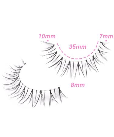 Fanxiton Wispy Short Cat Eye False Eyelashes 10 Pairs Pack - Natural Look Japanese Korean Asian Spiky Lashes - 10mm Clear Band (Natural C17) - Buy Online on GoSupps.com