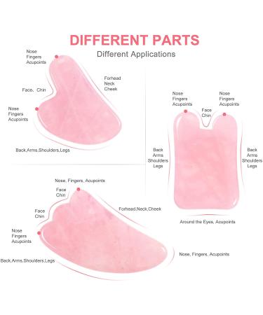 Rose Quartz Gua Sha Facial Tools Set - Pack of 3 Pink | Face Massager for Skincare & Trigger Point Treatment - Buy Online on GoSupps.com