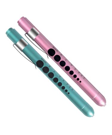 Almocn 2 pieces of pen lamp medical nurse reusable white light with pupil teaching and ruler blue -green and rose gold - Buy Online on GoSupps.com