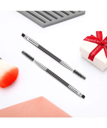12-Pack Duo Eyebrow Brush Set - Spoolie and Angled Brow Brushes - Mini Eyelash Brush for Tinting - Suitable for Cream Gel - Silver - Buy Online on GoSupps.com