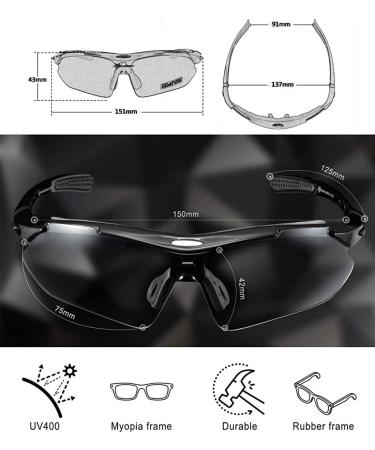 Rockbros Polarized Bicycle Glasses - 5 Interchangeable Lenses for Men & Women | Sports Sunglasses for Cycling Fishing & Outdoor Activities - Buy Online on GoSupps.com