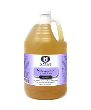 La Almona - Pure Castile Liquid Soap  LAVENDER  1 Gallon - Multipurpose: Hands  Face  Body  Laundry  Dishes & More - For Sensitive Skin  All-Natural Ingredients  Scented with Essential Oils Lavender 128 Fl Oz (Pack of 1)