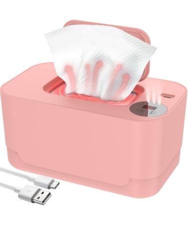 Abizarch Baby Wipe Warmer with LED Light 40-55 C Adjustable Baby Wipe Warmer Dispenser Portable Wipe Heater Warmer USB Powered Wet Wipes Warmer Diaper Wipe Warmer Keeps Wipes Warm and Moist for Baby N Pink
