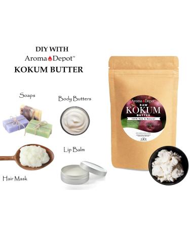 Aroma Depot 16 oz Raw Kokum Butter - Unrefined 100% Pure Natural Moisturizer for Skin Body & Hair | Ideal for DIY Body Butters Sunscreens & Soaps - Buy Online on GoSupps.com